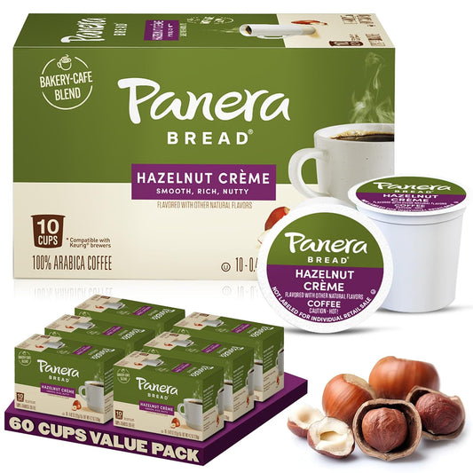 Panera Bread Hazelnut Crème Light Roast Coffee - Smooth Buttery Flavor, 100% Arabica, 60 Pods