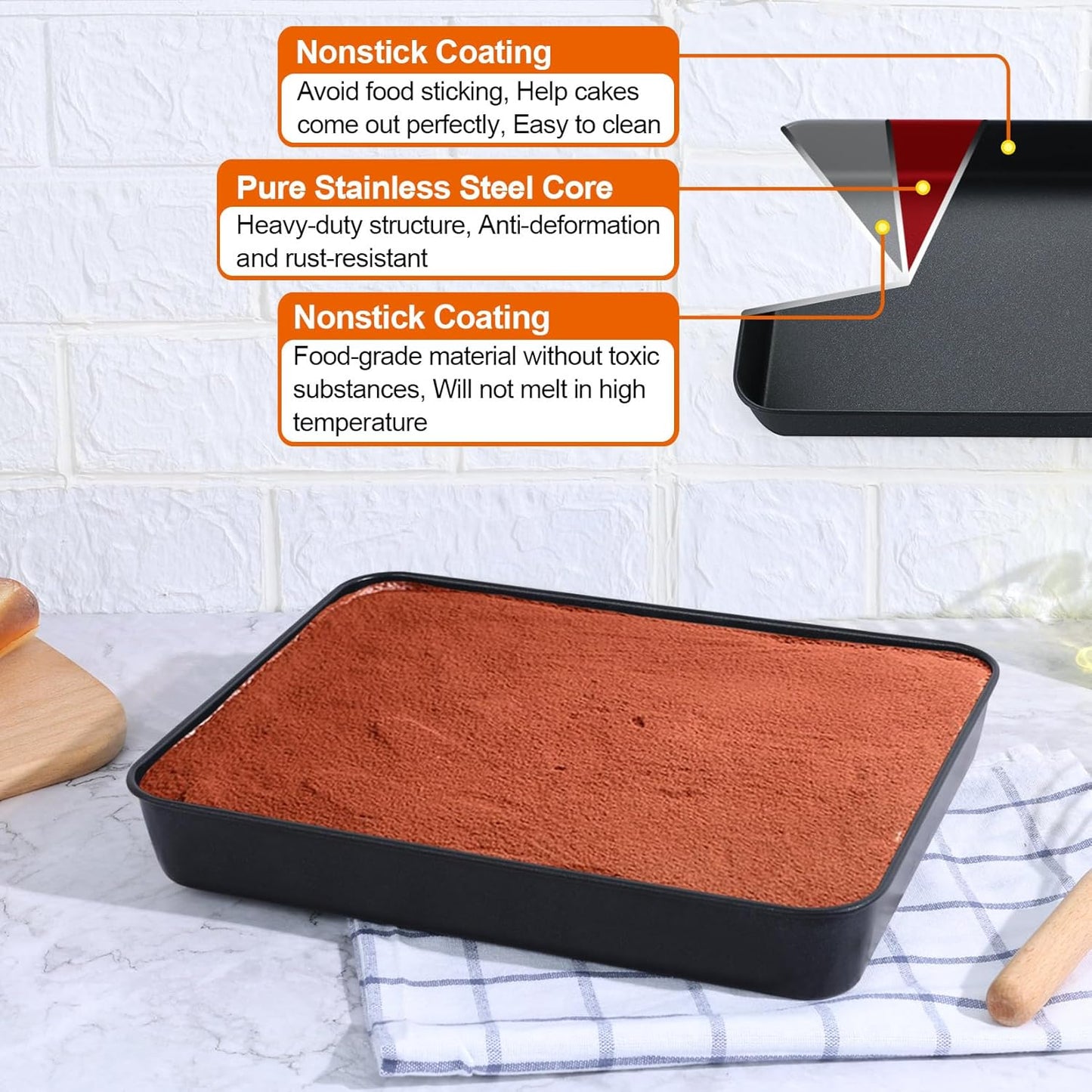 P&P CHEF Toaster Oven Pan - Nonstick Baking & Roasting Tray with Lid | 10.5 Inch, 2-Piece Set