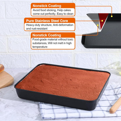 P&P CHEF Toaster Oven Pan - Nonstick Baking & Roasting Tray with Lid | 10.5 Inch, 2-Piece Set