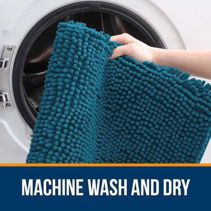 OLANLY Large Bathroom Rugs - Extra Soft Chenille Bath Mats | Quick-Dry, Machine Washable, Peacock Blue 40x32
