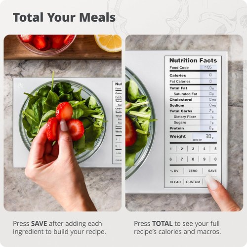 Greater Goods Food Scale - Nutrition Calculator for Meal Prep & Weight Loss | Compact 11lb Capacity, Silver