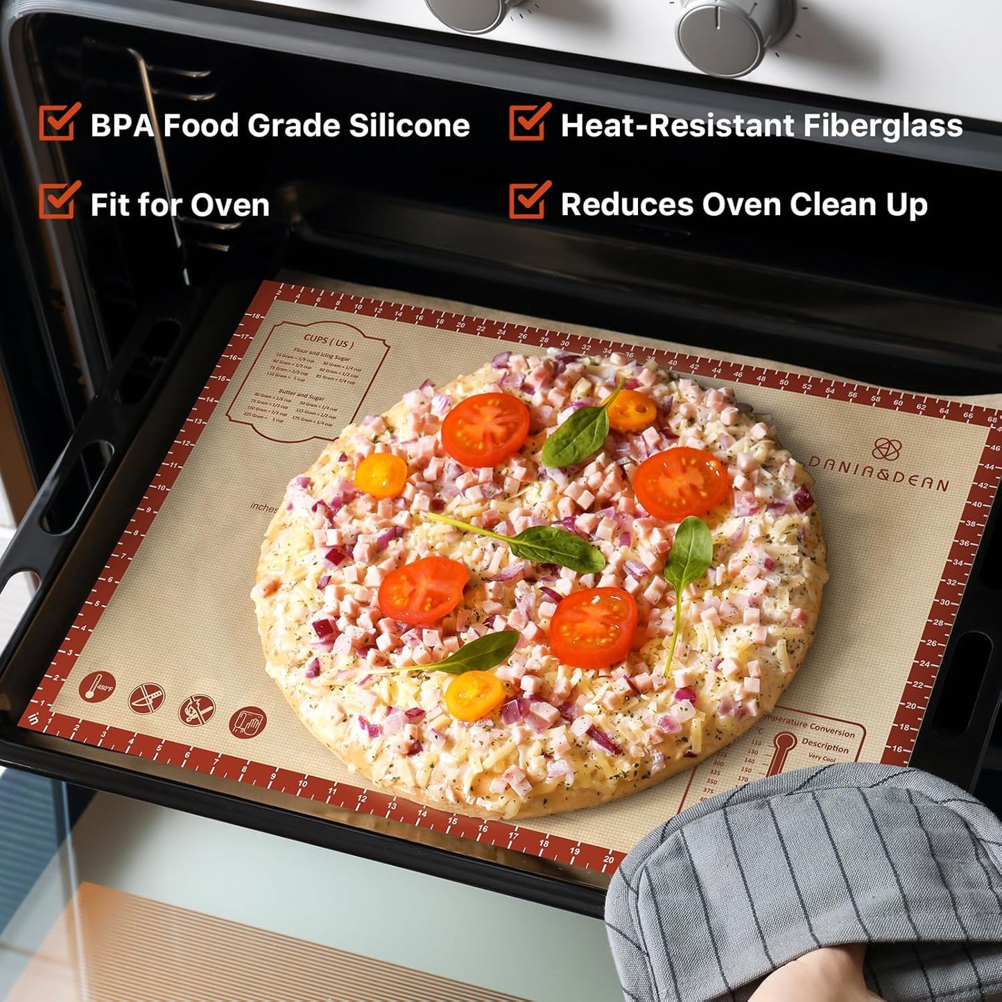 Silicone Baking Mat - Extra Thick Non-Stick Dough Rolling Sheet | 28" x 20" Reusable Food Grade Mat for Cookies, Macarons, Bread