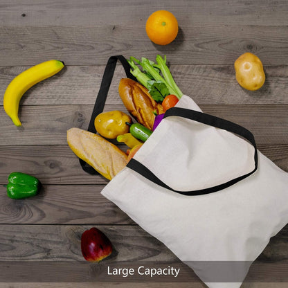 TOPDesign Cotton Tote Bags - 6-Pack Lightweight Reusable Grocery Bags for DIY & Promotions