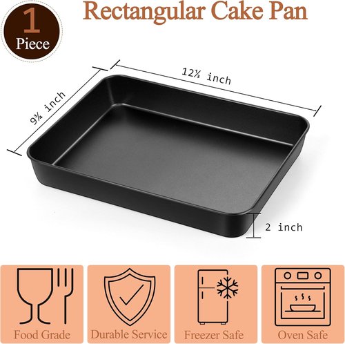 LIANYU Non-Stick Baking Cake Pan - 12⅓ x 9¾ x 2 Inch Stainless Steel Bakeware for Healthy Cooking