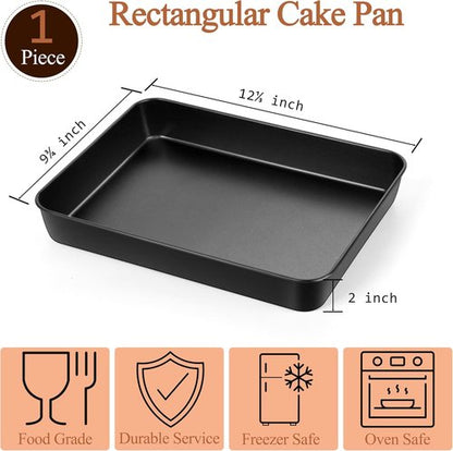 LIANYU Non-Stick Baking Cake Pan - 12⅓ x 9¾ x 2 Inch Stainless Steel Bakeware for Healthy Cooking