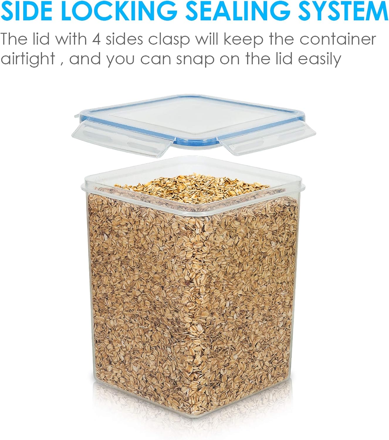 Vtopmart Large Food Storage Containers - 5.2L BPA-Free Airtight Canisters with Lids & Measuring Cups | Blue, 4-Pack