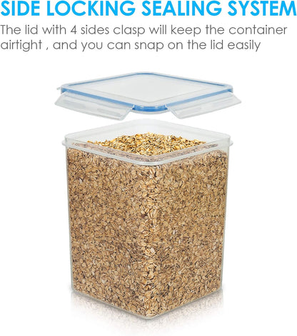 Vtopmart Large Food Storage Containers - 5.2L BPA-Free Airtight Canisters with Lids & Measuring Cups | Blue, 4-Pack