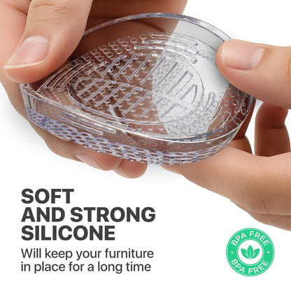 X-Protector Furniture Cups - 8 PCS 2.2" - Non Slip Furniture Pads for Hardwood Floors - Transparent Floor Protectors - Bed Stoppers to Prevent Sliding - Keep Furniture from Sliding on Floor! (Round)