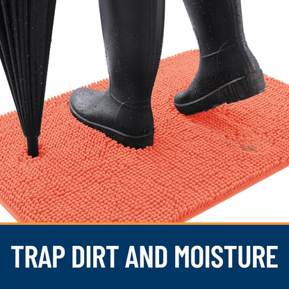 OLANLY Dog Door Mat - Absorbent Non-Slip Washable Chenille Mat for Muddy Paws | 59x32 Coral