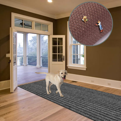 Skiennix Custom Size Runner Rug - Non-Slip Rubber Backing | Gray with Black Stripe, 2 ft x 6 ft for Hallway & Kitchen
