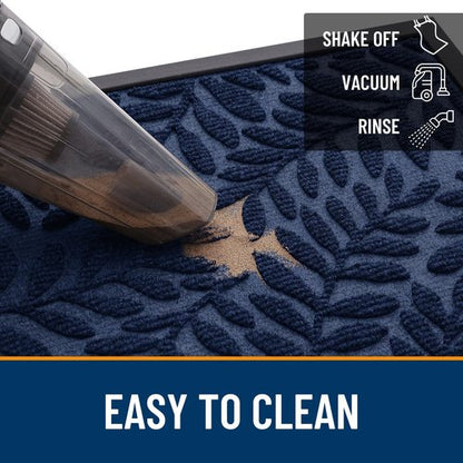 OLANLY Door Mat Indoor Outdoor Entrance, 29.5x17, Waterproof All-Weather All-Season Doormat, Sturdy Natural Rubber, Stain and Fade Resistant, Low Profile, Easy Clean Patio Entryway Mat, Navy Blue