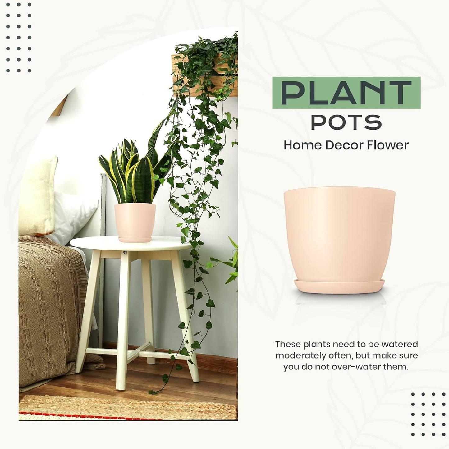 Utopia Home - Indoor Plant Pots with Drainage - 7 to 4.8 Inches Plastic Planters for Cactus & Succulents (Pink, Set of 10)