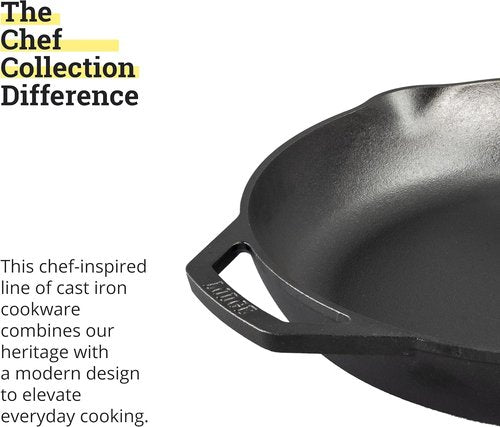 Lodge Chef Collection 14" Skillet - Premium Cast Iron Cookware for Perfectly Seared Meals