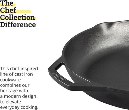 Lodge Chef Collection 14" Skillet - Premium Cast Iron Cookware for Perfectly Seared Meals