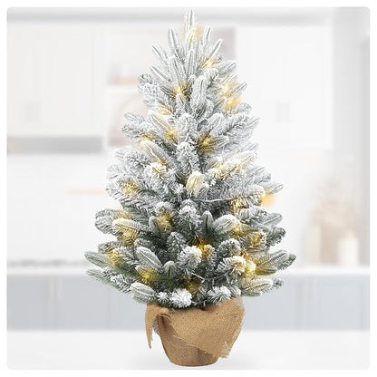 Gfilay 3ft Flocked Prelit Christmas Tree with 60 LED Lights, 8 Modes