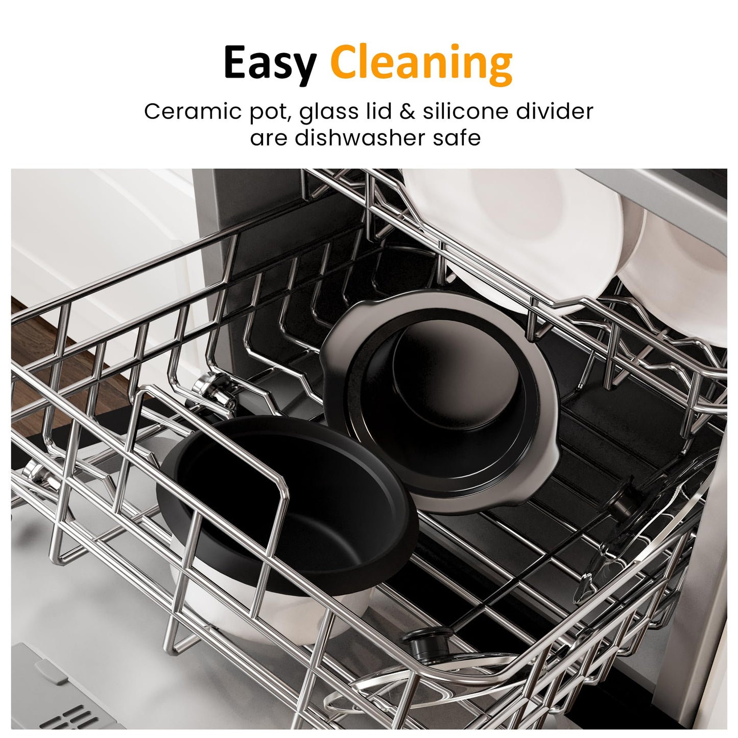 SUNVIVIPRO 2 in 1 Stainless Steel Slow Cooker and Rice Cooker, Multi Slow Cooker with Ceramic Pot & 3 Cup Rice Cooker, Non-Stick Aluminum Pot & Indicator Lights, Dual Control Knob, 1.5 QT