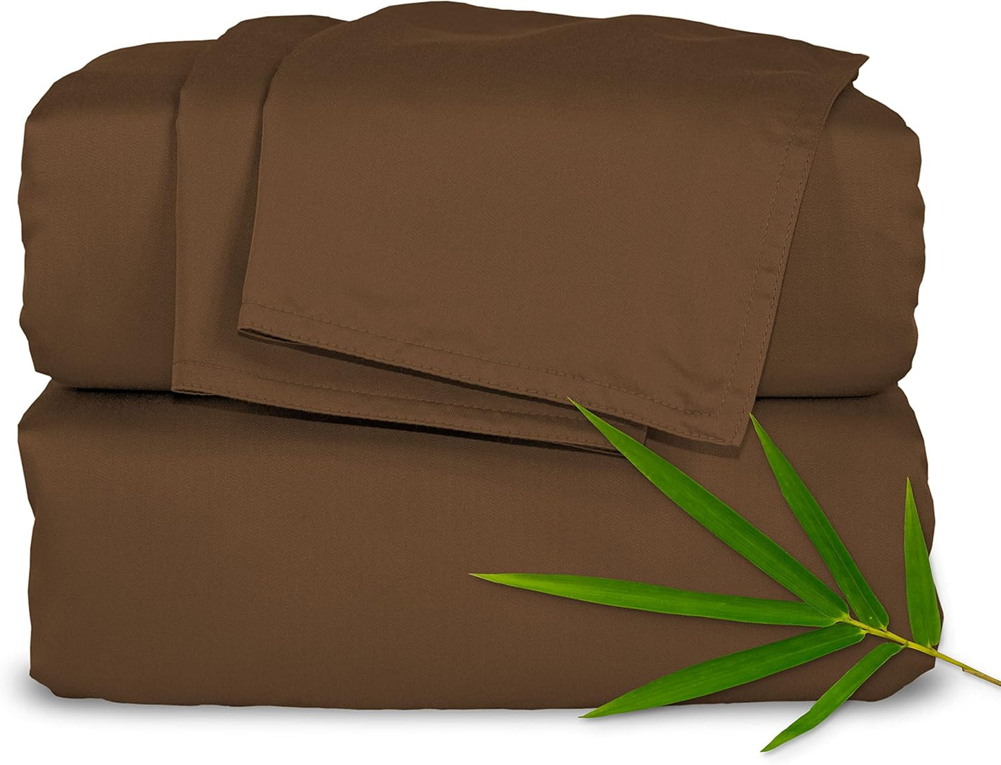 Pure Bamboo Split King Sheets - 100% Organic Viscose Bed Sheet Set, Soft & Cooling, 2 Fitted Sheets (Coconut Husk)