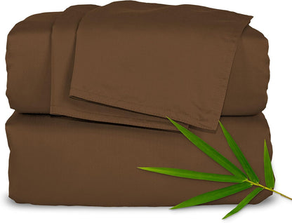Pure Bamboo Split King Sheets - 100% Organic Viscose Bed Sheet Set, Soft & Cooling, 2 Fitted Sheets (Coconut Husk)