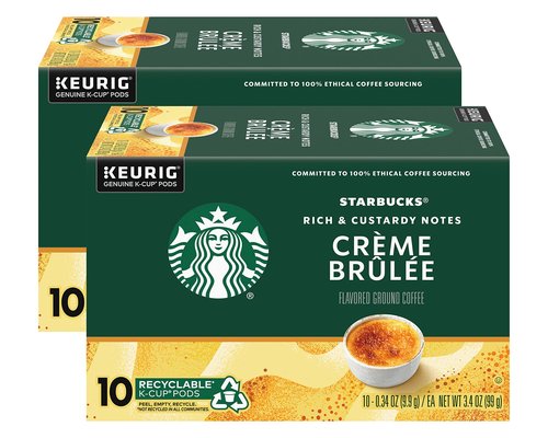 Starbucks Crème Brulée Flavored Blonde Roast Single Cup Coffee for Keurig Brewers, 10 Count - Pack of 2