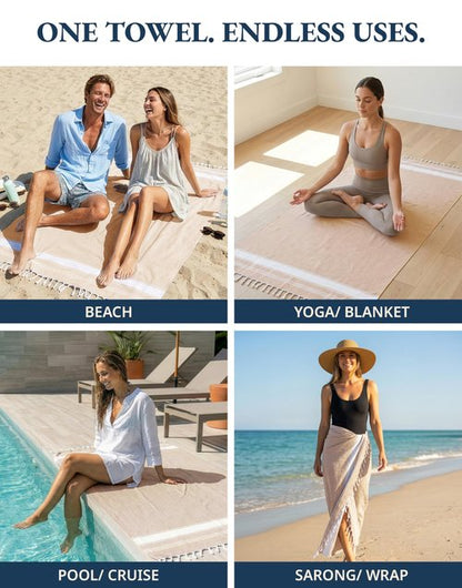 LANE LINEN Beach Towels for Women, Large Beach Towels Oversized, Pre-Washed, No-Shrink Sand Free, Quick Dry, Lightweight Travel Towel,Soft Beach Bath Towel, 39"x71" - Beige