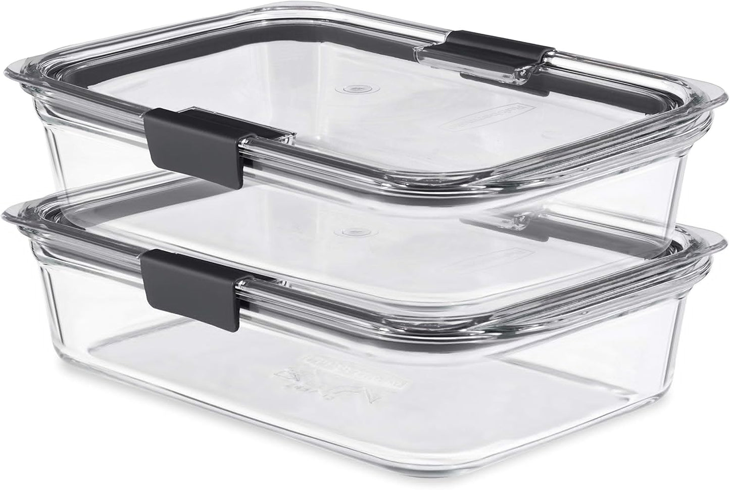 Rubbermaid Brilliance Glass Food Storage Containers - 8-Piece Set, BPA Free & Leak Proof, Clear/Grey