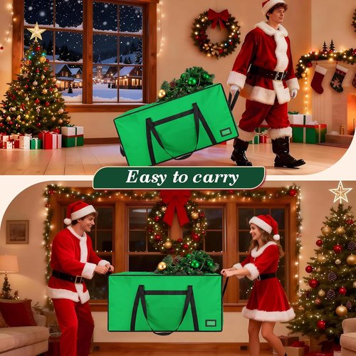 Heavy Duty Christmas Tree Storage Bag by [Brand Name] - Reinforced Handles & Dual Zippers | Fits 3FT-4.5FT Artificial Trees, Green