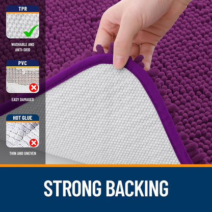 OLANLY Bathroom Rugs - Extra Soft Absorbent Chenille Mats | Quick-Dry, Machine Washable, 36x24, Purple