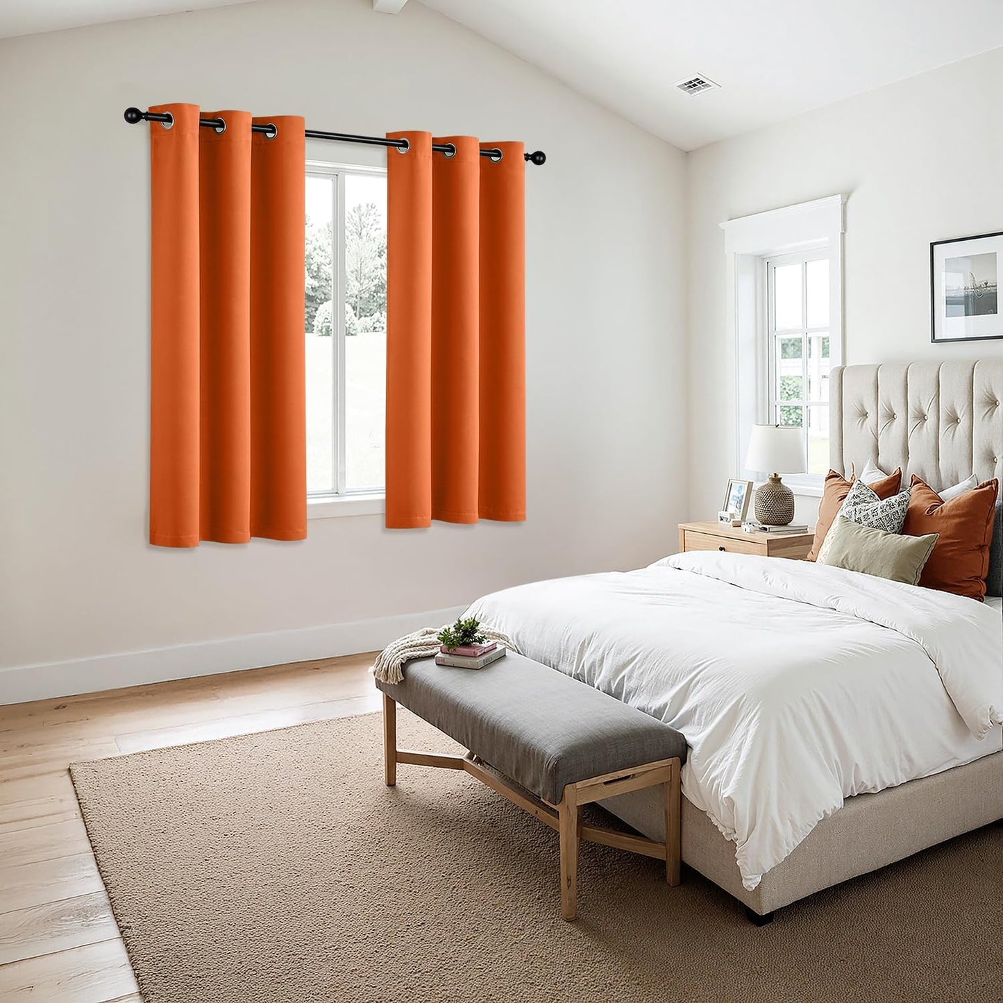 MIULEE Orange Blackout Curtains - Thermal Insulated Room Darkening Drapes | 40 x 54 Inches, 2 Panels