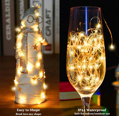 Yiaht 12-Pack Battery Operated Fairy String Lights - 7 Feet, 20 LED, Waterproof Silver Wire for Bedroom & Party Decor