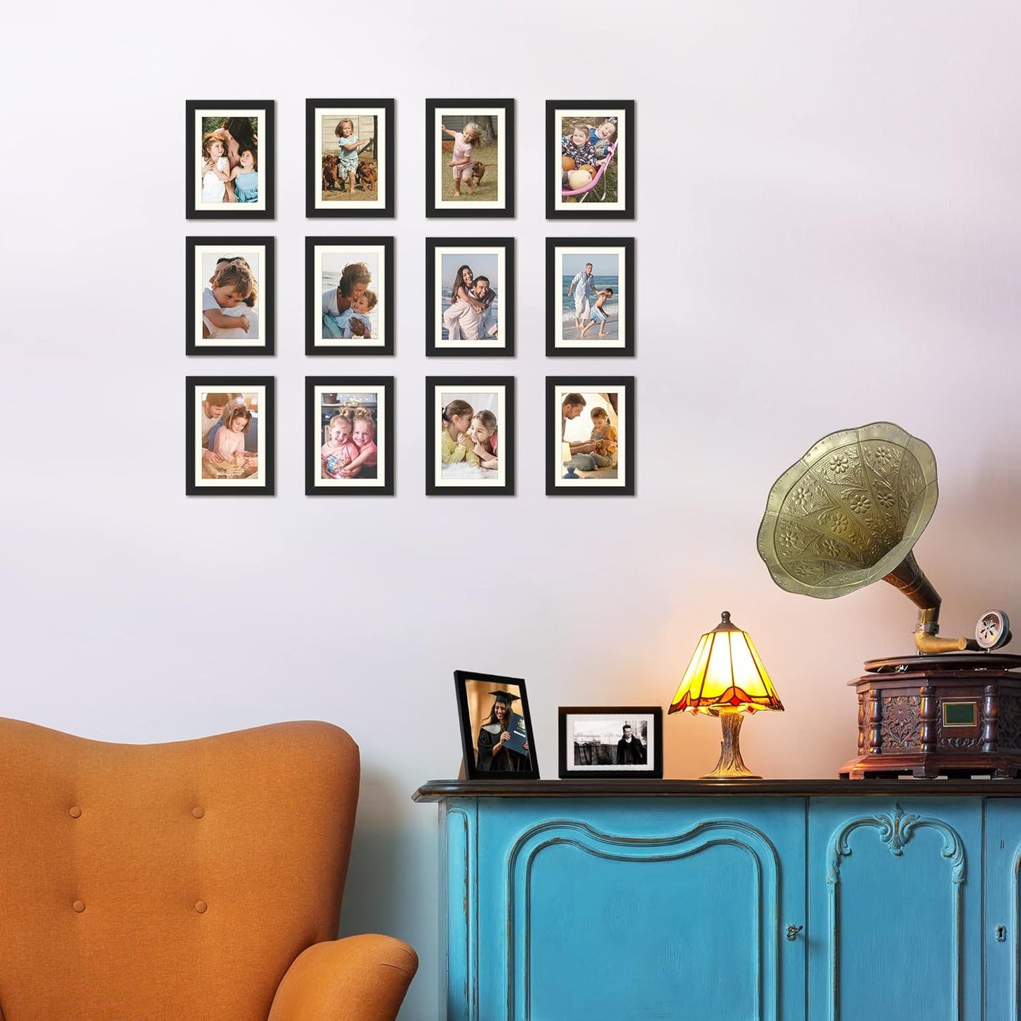 Upsimples 5x7 Picture Frame Set of 3 - High Definition Glass for 4x6 or 5x7 Displays | Black