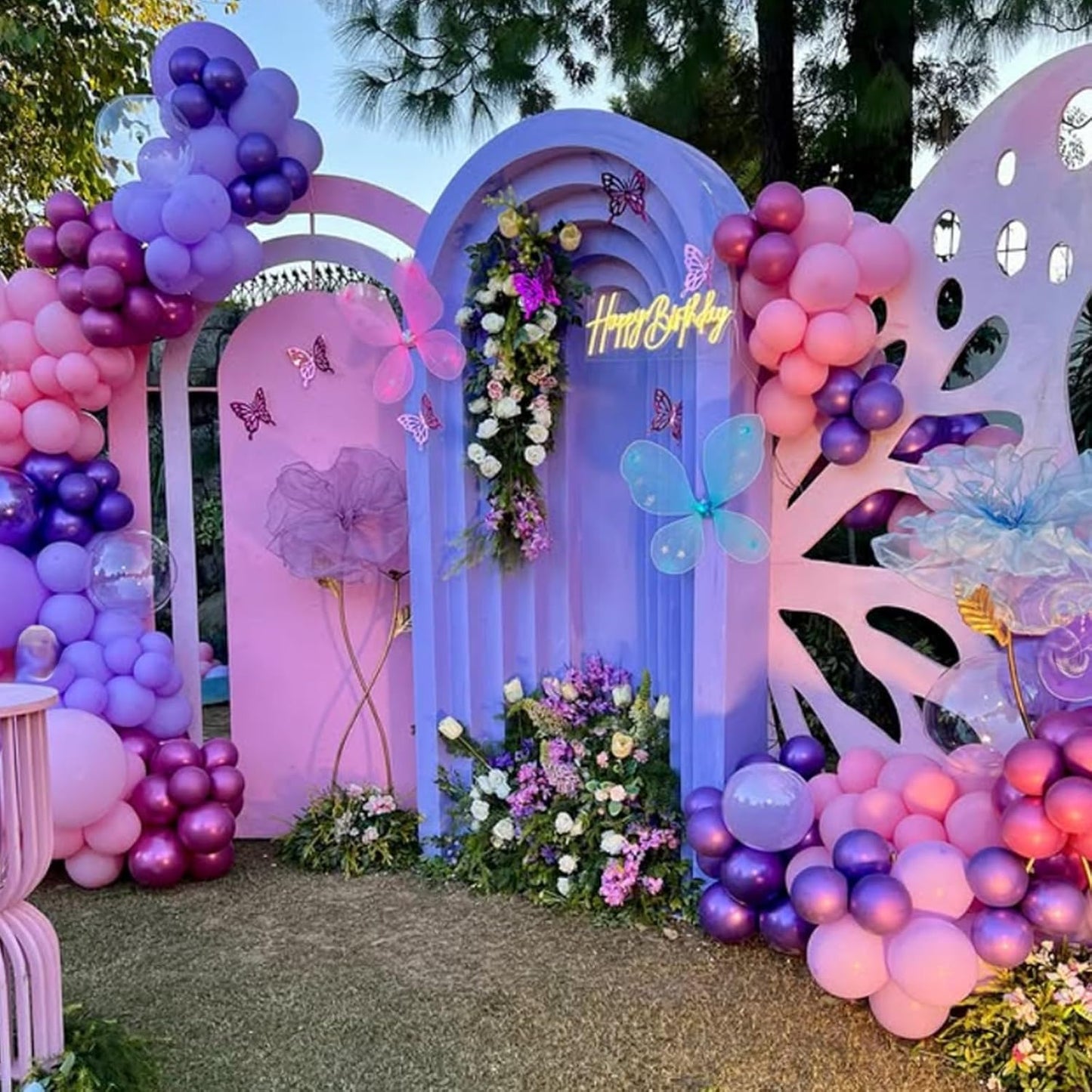 Regine Switzerland 60 PCS Pink & Purple Balloons - 12 Inch Metallic Latex for Princess Birthday & Baby Shower Decorations