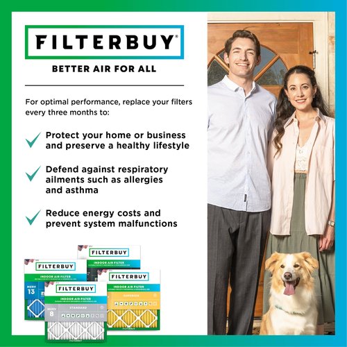 Filterbuy 20x20x1 Air Filter MERV 8 Essential Dust & Allergy Defense (4-Pack), Electrostatic Pleated HVAC AC Furnace Filters Replacement (Actual Size: 19.50 x 19.50 x 0.75)