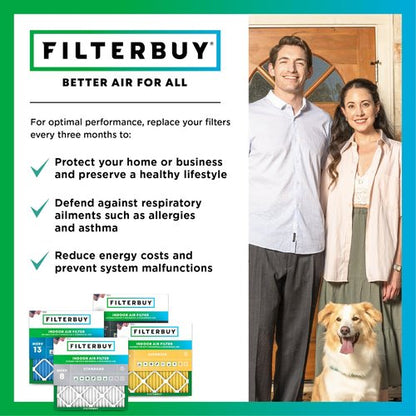 Filterbuy 20x20x1 Air Filter MERV 8 Essential Dust & Allergy Defense (4-Pack), Electrostatic Pleated HVAC AC Furnace Filters Replacement (Actual Size: 19.50 x 19.50 x 0.75)