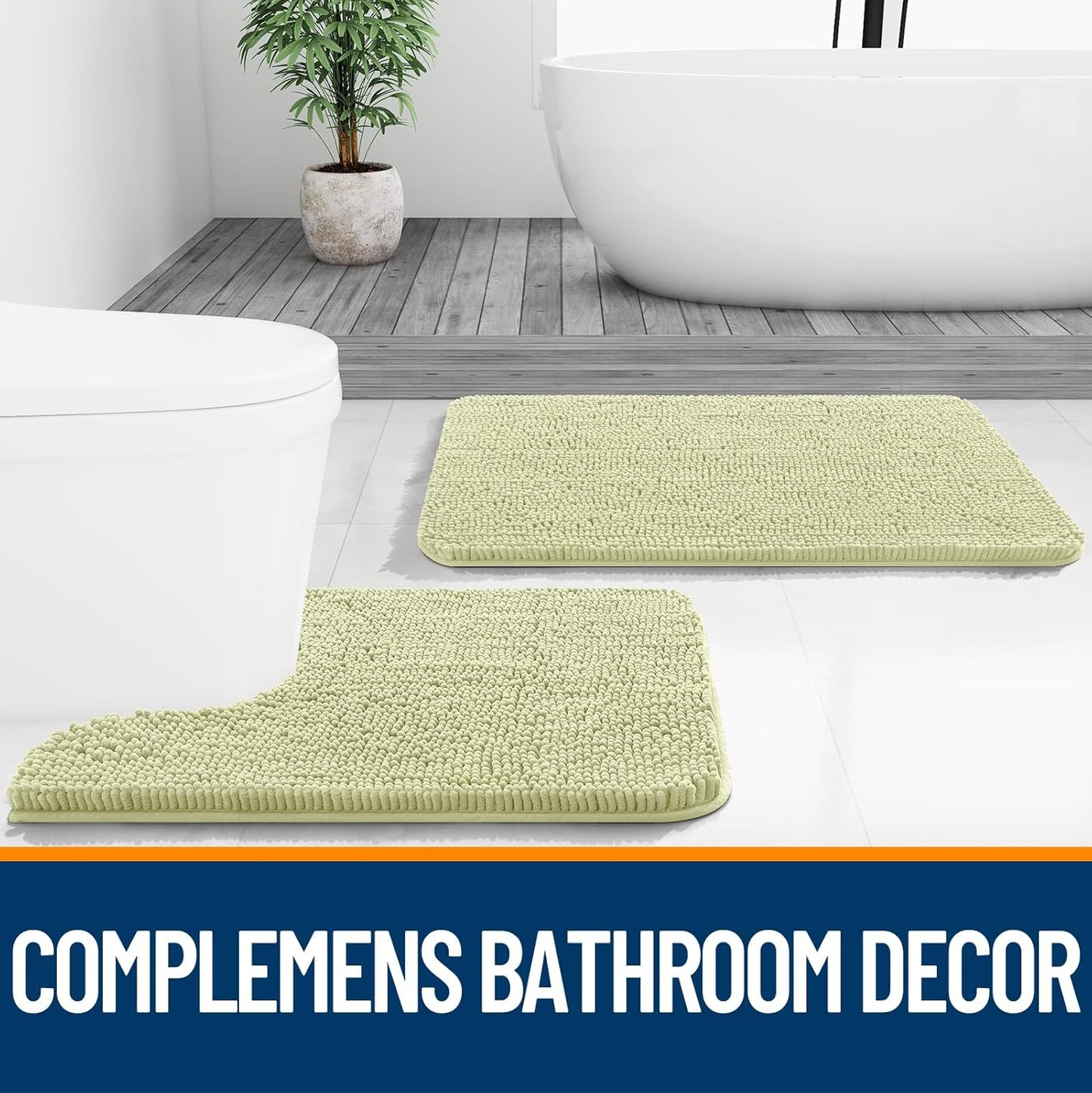 OLANLY Bath Rugs - Extra Soft Chenille | Quick-Dry, Machine Washable, 24x16, Vanilla Color