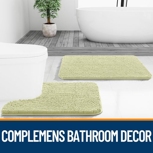 OLANLY Bathroom Rugs 36x24, Extra Soft Absorbent Chenille Bath Rugs, Rubber Backing Quick Dry, Machine Washable Bath Mats for Bathroom Floor, Tub and Shower, Home Decor Accessories, Vanilla