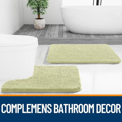 OLANLY Bathroom Rugs 36x24, Extra Soft Absorbent Chenille Bath Rugs, Rubber Backing Quick Dry, Machine Washable Bath Mats for Bathroom Floor, Tub and Shower, Home Decor Accessories, Vanilla