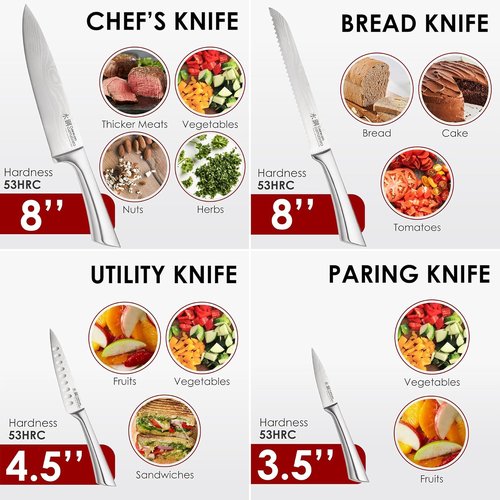 Cuisine::pro 7-Piece Chef Knife Set - Japanese Steel Knives with Magnetic Block - Damascus-Inspired Design