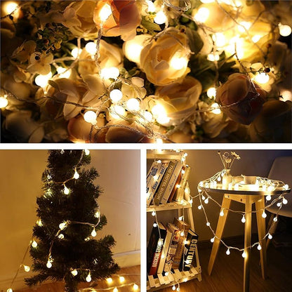 Warm White 20ft USB Powered Globe String Lights — 40 LED Fairy Lights for Indoor Outdoor Decor