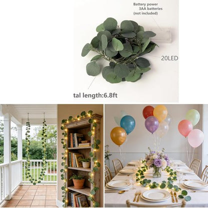 Eucalyptus Leaves String Lights by [Brand Name] - 20 LED Warm White Fairy Lights | 6.6Ft Battery Operated Garland Decor