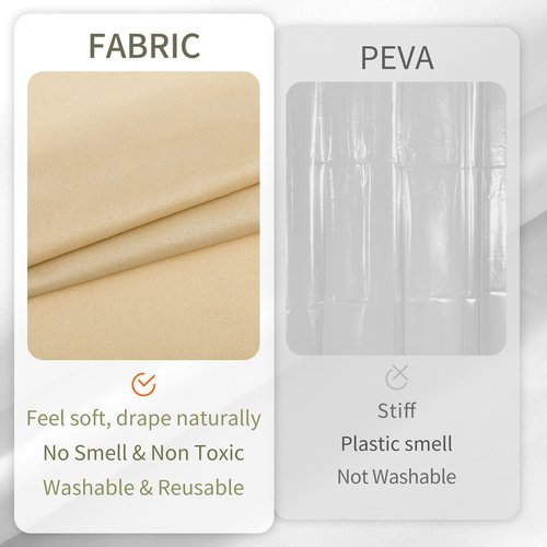 ALYVIA SPRING Waterproof Fabric Shower Curtain Liner with 3 Magnets - Hotel Quality Soft Cloth Shower Liner, Light-Weight & Machine Washable - Standard Size 72x72, Khaki