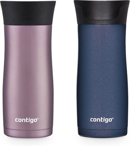 Contigo West Loop Travel Mug - Stainless Steel, Vacuum-Insulated, Spill-Proof Lid | 16 Ounces, 2-Pack