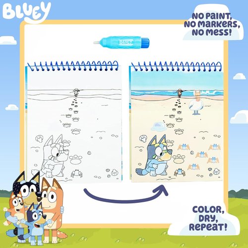 Horizon Group USA Bluey Aqua Art - Reusable Water Reveal Activity Pages for Mess-Free Drawing