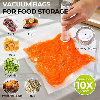 Skiennix Handheld Vacuum Sealer - Compact Food Saver Pump with 20 BPA-Free Bags | Type-C Rechargeable for Sous Vide & Meal Prep
