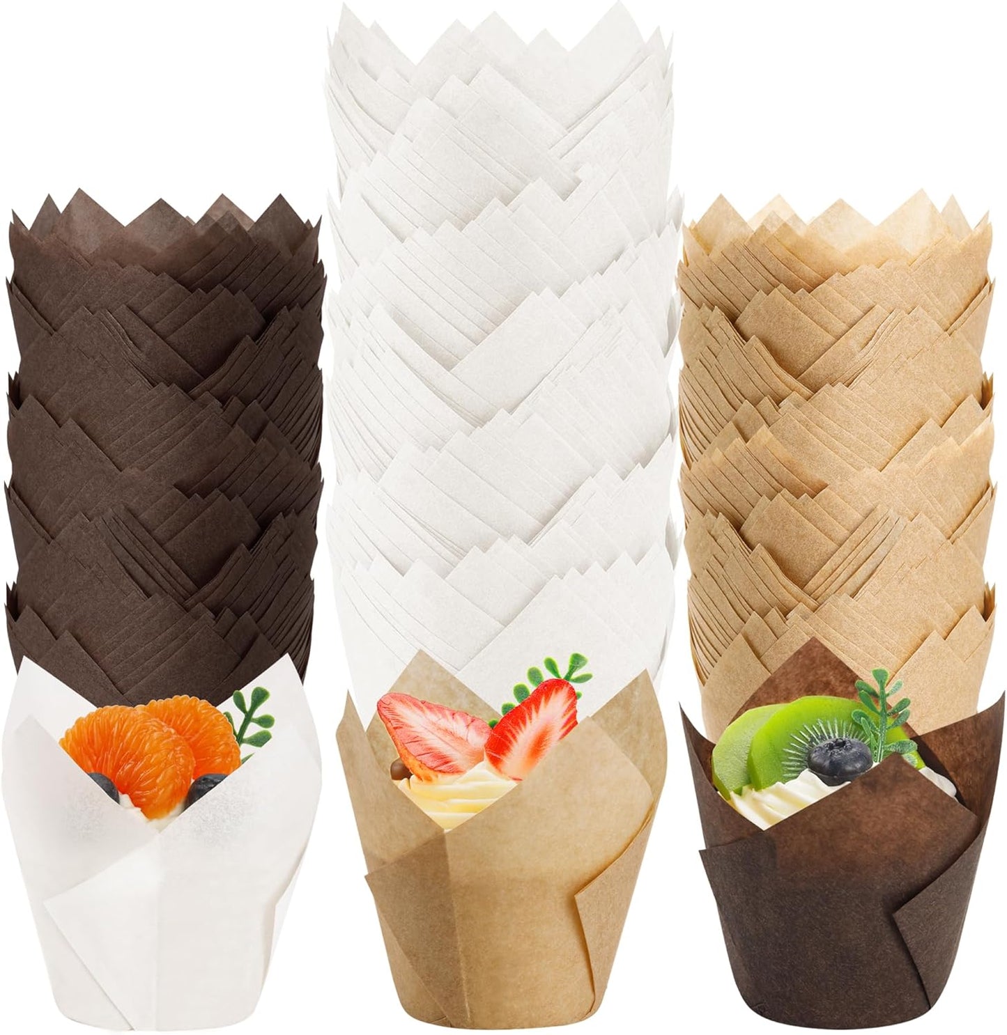 NPLUX Tulip Cupcake Liners - 200PCS Greaseproof Muffin Wrappers for Baking | Perfect for Parties & Holidays
