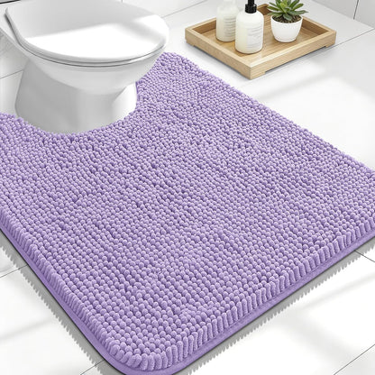 OLANLY U-Shaped Toilet Rugs - Extra Soft Chenille Bathroom Mat, Quick-Dry & Non-Slip, 24x20, Lavender