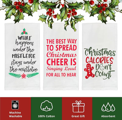 Variation of THIS listing: Funny Christmas 6-Pack Flour Sack Towels – 15 x 25 in 100% Cotton Kitchen towels