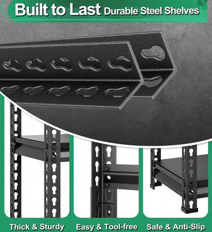 **Skiennix Heavy-Duty Metal Storage Garage Shelving - 1,200 Lbs Capacity, 3-Tier Adjustable Rack, Black 40" W x 16" D x 36" H**