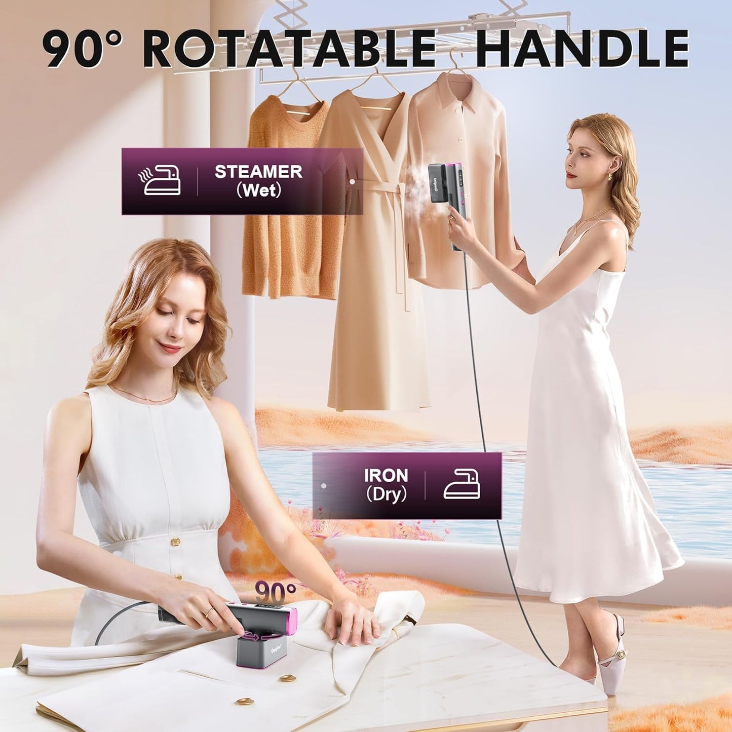 Skiennix Travel Steamer - 2-in-1 Handheld Iron with Fast 15s Heat-Up & 150ml Water Tank | Compact & Portable