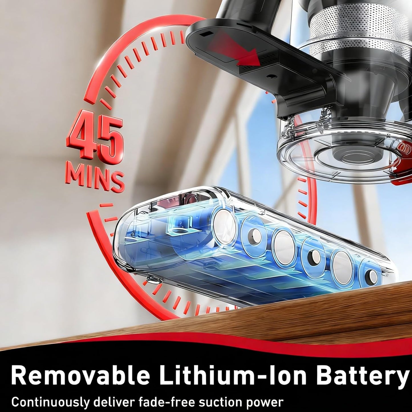 Skiennix Cordless Vacuum Cleaner - 45KPA Powerful Suction | 45-Minute Runtime | 8-in-1 Design for Home & Pet Hair