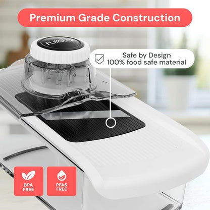 Fullstar Mandoline Slicer - 6-in-1 Kitchen Tool with Safety Glove | Versatile Fruit, Veggie & Cheese Cutter (Black)